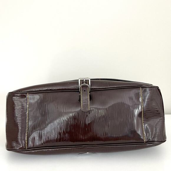 Prada Patent Leather Shoulder Hobo Bag Buckle Flap Triangle Logo - Picture 10 of 17